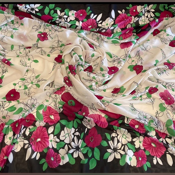 Floral Print Multicolor Chiffon Sheer Fabric - Picture 3 of 5